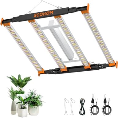 ECOHOM 320W LED Grow Light, 3x3ft Coverage Full Spectrum Daisy Chain Growing Light, Dimmable & Retractable Bar Style Grow Lamp for Indoor Plants Greenhouse Vegetable Flower