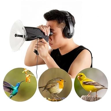 STRONGBERRY Pro 300ft Parabolic Listening Device - Digital Sound Amplifier & Recorder with Headphones for Bird Watching, Wildlife Observation, Long-Range Audio Monitoring