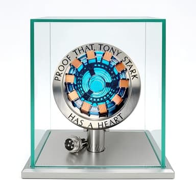 Lonyiabbi Arc Reactor MK1-1:1 Scale, USB Powered LED Light with Vibration Sensor, No Assembly, Display Case Included