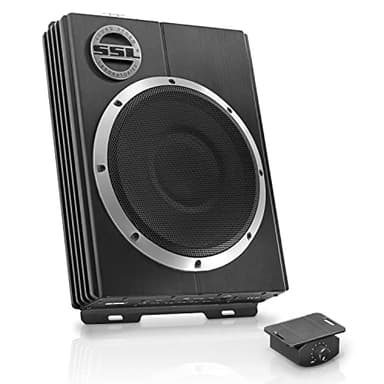 Sound Storm Laboratories LOPRO10 Powered Under Seat Car Subwoofer - 1200 Watts Max, Single 2.6 Ohm, Voice Coil, Built in Amp, Low Profile, Remote Subwoofer Control