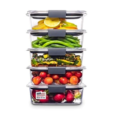 Rubbermaid Brilliance Tritan Plastic Food Storage Containers BPA Free Airtight Lids Ideal for Lunch Meal Prep & Leftovers Set of 5 (3.2 Cup)