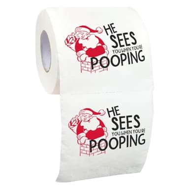 Christmas Toilet Paper Roll He Sees You When You're Pooping - Funny Toilet Paper, Funny Merry Christmas Novelty Gifts, Perfect for White Elephant and Holiday Parties - Santa, Xmas, Holiday Gag Gifts