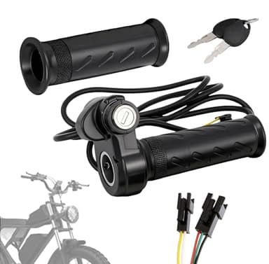Upgraded Full Twist Throttle Ridstar Q20, Plug & Play No Rewiring 12V-72V Universal 3 Pin E-Bike Throttle with Key Lock for Scooter and Trike