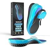 Carbon Fiber Insoles for Men & Women - Bukihome（1 Pair） High Arch & Rigid Support - Non-Cleated Shoes - Running, Hiking - Basketball, Volleyball, Racquet Sports - Injury Prevention - L