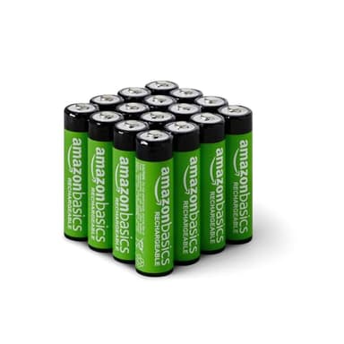 Amazon Basics 16-Pack Rechargeable AA NiMH Batteries, 2000 mAh, 1.2V, Low Self Discharge, Pre-Charged, Recharge up to 1000x Times