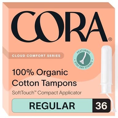 Cora Organic Cotton Tampons (36 Regular Tampons)