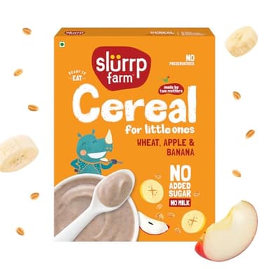 Slurrp Farm Healthy Cereal for Kids | Wheat, Apple & Banana | No Added Sugar, Milk or Preservatives | Iron & Vitamin Fortified | Easy to Digest | Healthy Baby Food | 10.58 Oz (300g)