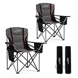FAIR WIND 2 Pack Oversized Fully Padded Camping Chair with Lumbar Support, Heavy Duty Cooler Bag Fold Chair Support 450 LBS