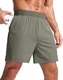 Soothfeel Men's Running Shorts with Zipper Pockets 5 Inch Quick Dry Sports Tennis Shorts Gym Workout Athletic Shorts for Men(Grey Sage, L)