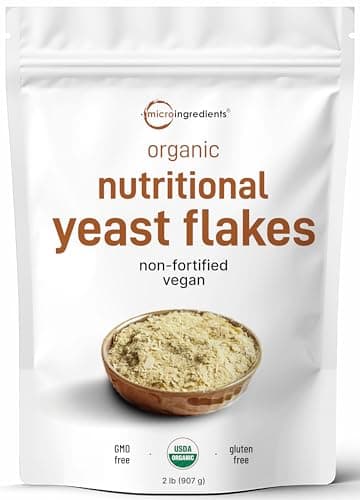Micro Ingredients Organic Non-Fortified Nutritional Yeast Flakes, 2 Pounds | Vegan Protein, B Vitamins & Beta-glucans | Keto Friendly, Dairy Free Cheese Substitute, Non-GMO, Gluten Free