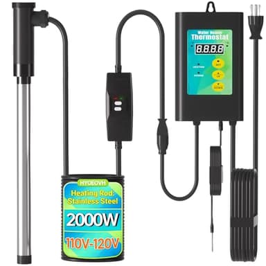 2000W Immersion Heater for Home SPA & Small Pool Heater, Stainless Steel Submersible Immersion Heater with GFCI & Thermostat, for Inflatable Hot Tub, Small Above Ground Pool, Medium Stock Tank