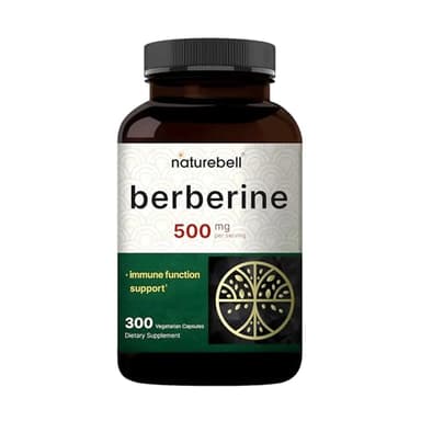 NatureBell Berberine 500mg - 300 Capsules - 97% Pure Berberine HCl - 5:1 Root Extract of Berberis Aristata - Antioxidant, Alkaloid & Adaptogenic Support*