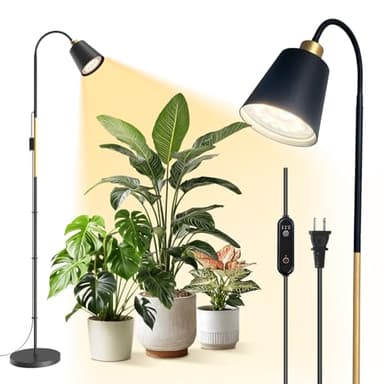 Bstrip Grow Light for Indoor Plants, 65" Tall Standing Grow Light, 18W Non-Dimmable LED Plant Light with Optical Lens, Full Spectrum Plant Light with Flexible Gooseneck & Smart Timer