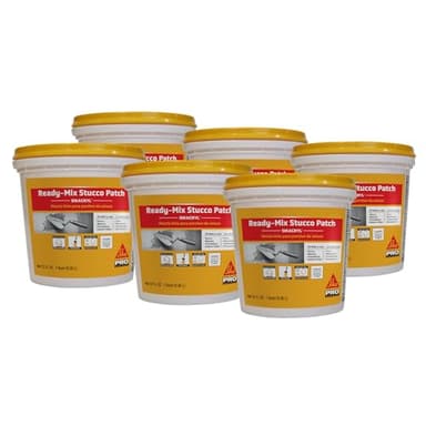 SIKA Sikacryl Stucco Repair, White, 1-Qt, Ready-Mix Stucco Patch for Large Cracks and Spalls, Acrylic-Based, Interior/Exterior, Textured, Moisture-Resistant (Pack of 6)
