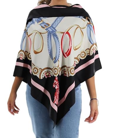 La Fiorentina Womens Classic Chain Print Poncho