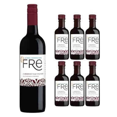 FRE Cabernet Sauvignon Alcohol-Removed Wine Bundle – 750ml Bottle + Six 187ml Mini Bottles with BeClink Tasting Cards & Guide, Non-Alcoholic Red Wine from California Vineyards