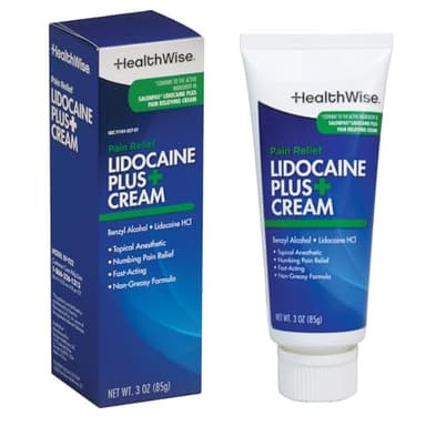 HealthWise Lidocaine Plus+ Cream | Numbs Away Pain | | Non-Greasy | 3.0 Oz | 4% OTC Lidocaine + 10% Benzyl Alcohol | Topical Anesthetic
