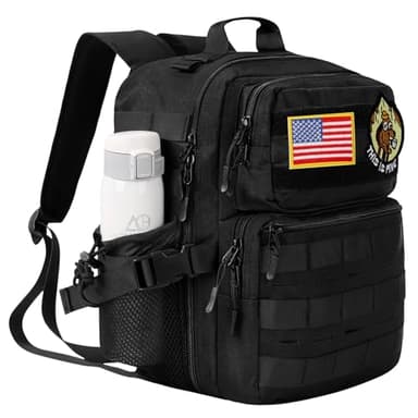 flipfit 9L Mini Tactical Backpack Small Military Gym Bag for Men Women Molle Daypack Camping Backpack with Patch(Black)