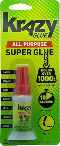 Krazy Glue All Purpose Brush-On Superglue, 5 g, Quick Dry, No-Clog Adhesive for Ceramic, Plastic, Wood, Glass, Porcelain, Metal, Leather & More