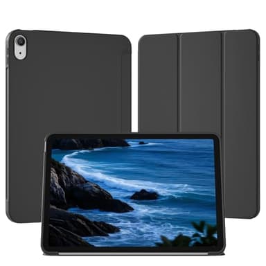 SQQSOOZ Case for iPad Air 11 Inch (M3/M2, 2025/2024), for iPad Air 5th/4th Gen 10.9 Inch Without Pencil Holder, Slim Folio Trifold Stand Cover with Soft TPU Back, Auto Wake/Sleep, Black