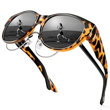 URUMQI Sunglasses Over Glasses Women, Polarized UV400 Protection Fit Over Glasses Sunglasses for Women Round Cat Eye