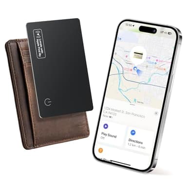 Wallet Tracker Card Air-Tag (iOS Only) - Work with Apple Find My, Bluetooth Tracker Smart Tracking Card Wallet Finder, 0.07in Slim, IP68 Waterproof, Item Locator for Luggage Tags, Passports, Purse
