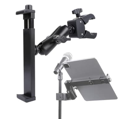 FPN iPad Holder - Side Mount Tablet Holder for Mic Stand, Dual 360 Rotatable Adjustable for iPad Pro 12.9 Air Mini and Other 6.5-15" Tablets