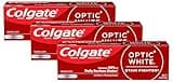 Colgate Optic White Stain Fighter Whitening Toothpaste, Clean Mint Flavor, Safely Removes Surface Stains, Enamel-Safe for Daily Use, Teeth Whitening Toothpaste with Fluoride, 4.2 Oz Tube (Pack of 3)