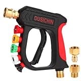 DUSICHIN Pressure Washer Short Wand High Power Spray Gun 5 Nozzle Tips Car Wash Foam Gun Foam Cannon Attachment 1/4" Quick Connector Outlet,3/8'' M22-14mm M22-15mm Fitting,Not Use with Garden Hose