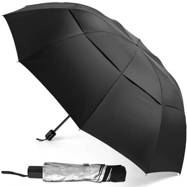 Kalolary UPF 50+ UV Protection Compact Golf Umbrella,62 Inch Extra Large Oversize Double Canopy Vented Umbrella Windproof Waterproof for Men and Women