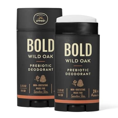 Honestly pHresh Prebiotic Natural Deodorant for Men – Aluminum & Baking Soda Free with 24 Hour Odor Protection. Clean Vegan Deodorant for Sensitive Skin. Made In USA – Bold Wild Oak Scent, 2.5 oz