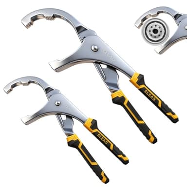 ELEAD Adjustable Oil Filter Wrench Set - 9" & 12" Oil Filter Pliers Oil Filter Removal Tools for Cars, Trucks, Motorcycles - Durable Carbon Steel, Ergonomic Grip, Easy Access Design