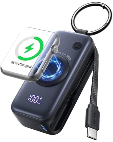 INIU SnapGo Mini Portable Charger, Power Bank for Apple Watch and iPhone, 5000mAh 20W PD Fast Charging Flight-Safe Travel Essential Battery Pack for Apple Watch Ultra 11 10 9 8 SE, iPhone Air 17 16 15