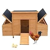 RUNVA Chicken Coop, 55" Large Wooden Chicken Hutch with 6 Nesting Boxes, Outdoor Hen House Chicken Cage