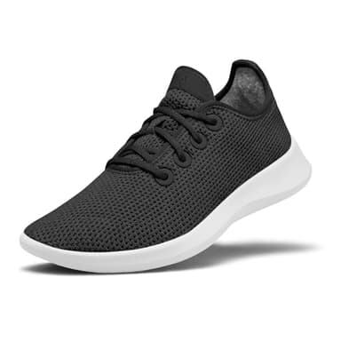 Allbirds Men’s Tree Runner, Everyday Sneakers, Machine Washable Shoe Made with Natural Materials - Jet Black (White Sole) - 10 Medium