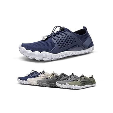 NORTIV 8 Mens Quick Dry Barefoot Aqua Shoes - Outdoor Water Shoes for Swim, Beach Sports, Fishing, Hiking, Diving, Surf, 1/Dark/Blue - 11 (TREKMAN-1)