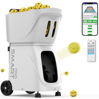 PUSUN Smart Pickleball Machine PP-Smart-Pro - APP Controlled Auto Feed, 10 Training Modes, 85 Ball Capacity, 4-6Hr Battery Life, Suitable for All Level Players(White)