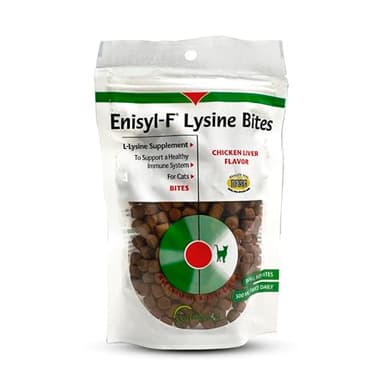Vetoquinol Enisyl-F Lysine Bites: L-Lysine Chews for Cats & Kittens - Chicken Liver-Flavor, 6.4oz (180g) Recloseable Bag