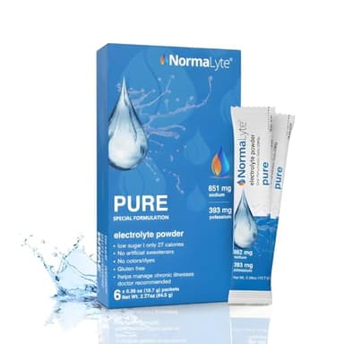NormaLyte Pure - Electrolyte Powder Packets | Clinically Studied Electrolyte Drink Mix | 6 Count Effective Hydration Sticks