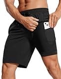 CRZ YOGA Men's 2 in 1 Running Shorts with Liner - 9'' Quick Dry for Workout Sports Athletic with Pockets Black Small