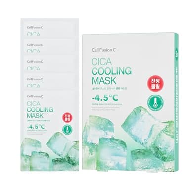 Cell Fusion C Post Alpha Cica Cooling Mask 5ea with Centella Asiatica & Panthenol, Hydrating and Calming Korean Face Mask for Acne-Prone Skin
