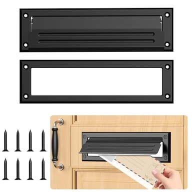Profasion 10 inch Mail Slot for Front Door, Stainless Steel Mail Slot Cover, Easy to Install, 1 Pack, 10"×3", Black