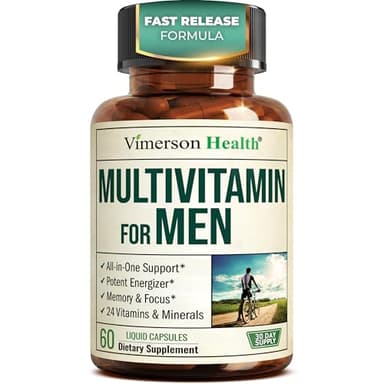 Multivitamin for Men with Vitamins and Minerals for Energy, Focus and Immune Health – Premium Daily Mens Multivitamins & Multiminerals – 60 Liquid Capsules
