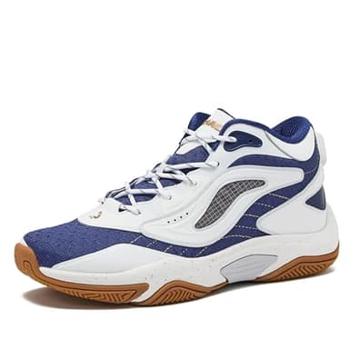 SHAQ Speed Demon 2.0 High Top Basketball Shoes for Men, Indoor or Outdoor Court Basketball Mens Sneakers - Black or White and Blue Size 8 to 13 - White/Dark Blue, 12 Medium