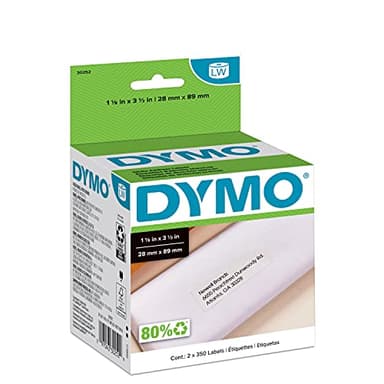 DYMO Authentic LW White Mailing Address Labels DYMO Labels for LabelWriter Label Printers 1-1/8" x 3-1/2" 2 Rolls of 350 (700 Total)