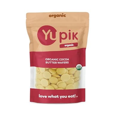 Yupik Organic Cocoa Butter Wafers, 2.2 lb (35.2 oz), Vegan, Gluten-Free, GMO-Free, Dairy-Free, Kosher, Pure Cocoa Butter, No Additives, Melts Smoothly, Ideal for Baking, Snacking, Molding & Topping