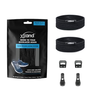 Xpand No Tie Elastic Shoe Laces for Adults & Kids | One size fits all Round Laces for Sneakers and Boots | Tieless Shoelaces for Hiking, Running, and Everyday use