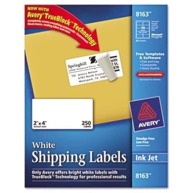 Avery Shipping Labels with TrueBlock Technology, 2 x 4, White, 250/Pack, PK - AVE8163