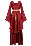 Parlsdy Womens Deluxe Medieval Victorian Costume Renaissance Long Dress Costumes Irish Over Cosplay Retro Gown Wine Red-2XL