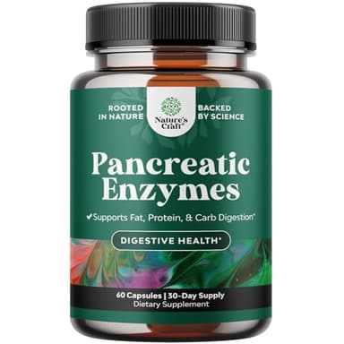 Pancreatin Digestive Enzymes Digestion for Gut Health - Pancreatic Digestive Enzymes for Women & Men with Protease, Lipase & Amylase - Bloating, Stomach Health, Fat, Carb & Protein - 60 Count